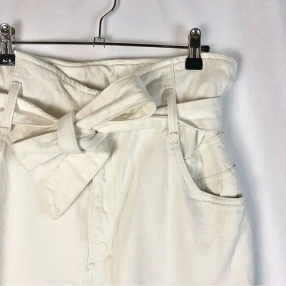 AllSaints Sammy High Rise Ivory White Paperbag Straight Leg Jeans 6 - Picture 5 of 5